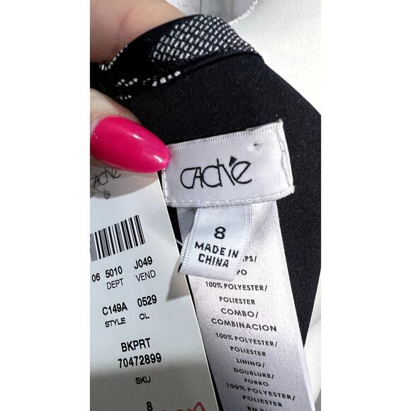 NWT Cache Women's Size 8 Black & White Striped‎ Sleeveless Cocktail Dress - Picture 9 of 9